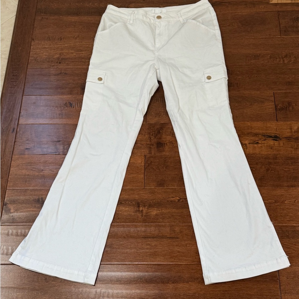 White Flare Pants with Slits